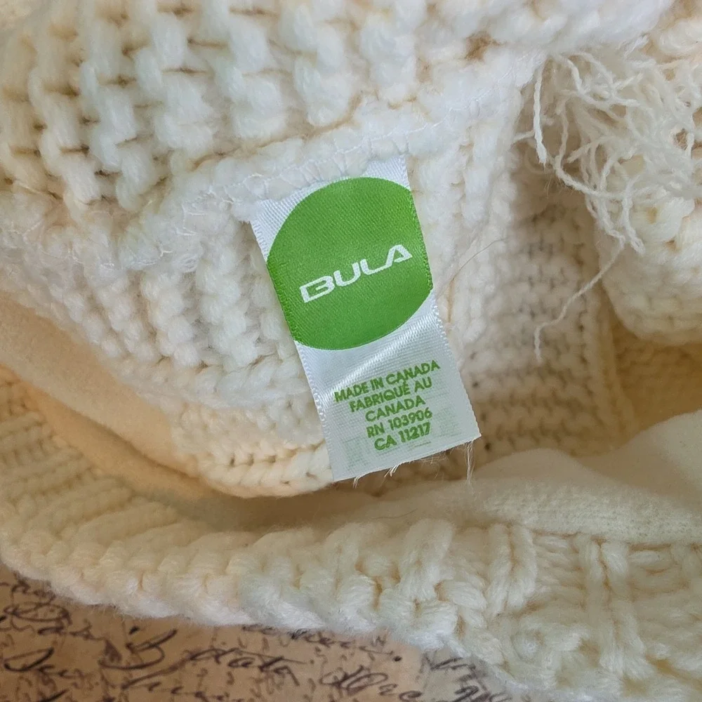 Bula Cable Knit Beanie Hat with Rim Women's One Size, White, Lined